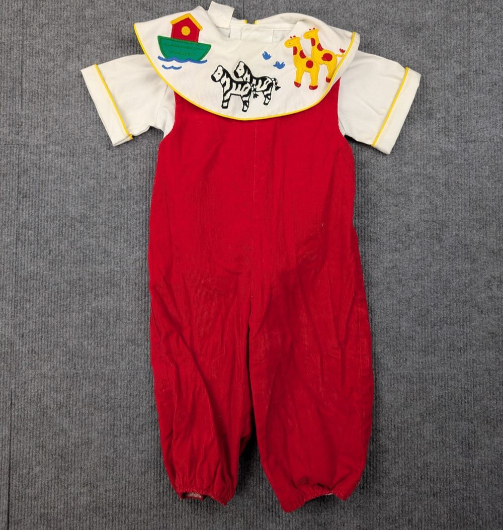 Vintage Ashton Connor Jumpsuit Baby Boys 12M Retro Noahs Arc Embroidered Preppy